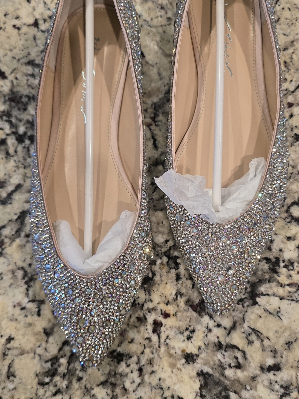 Betsy Johnson Size 9B Crystal Embellished Flats - Silver